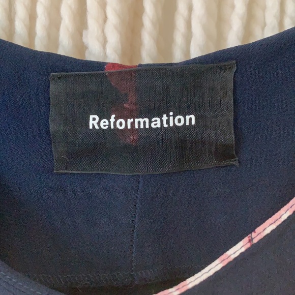 Reformation Navy Floral Slip Mini Dress - Picture 2 of 4